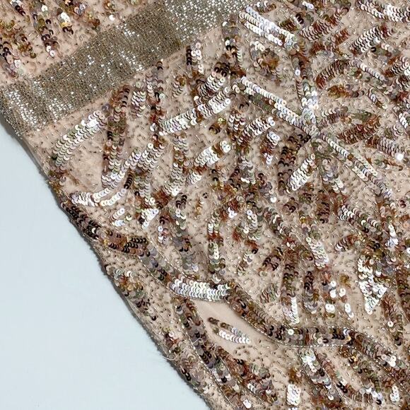 MAC DUGGAL Vintage Blush Rose Gold Sequined Evening Formal Gown - Picture 15 of 16